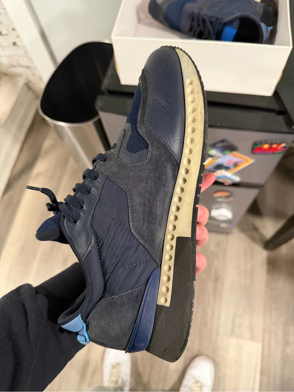 Givenchy Navy Blue Mixed-Material Low-Top Sneakers